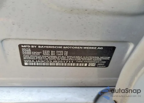 2018 BMW 530E z USA, uszkodzony, nr VIN WBAJA9C53JB251711